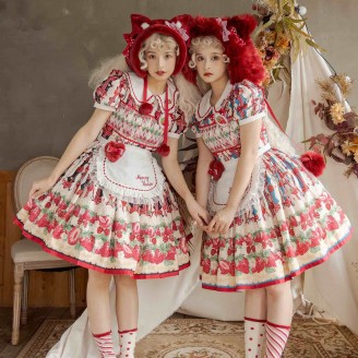White Chocolate Strawberry Sweet Lolita Dress OP By PennyHouse (PEH01)